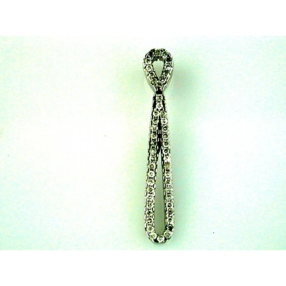 14K White Gold Drop Pendant with Round Diamonds - 0.25 Carat Total Diamond Weight - Royal Jewelry