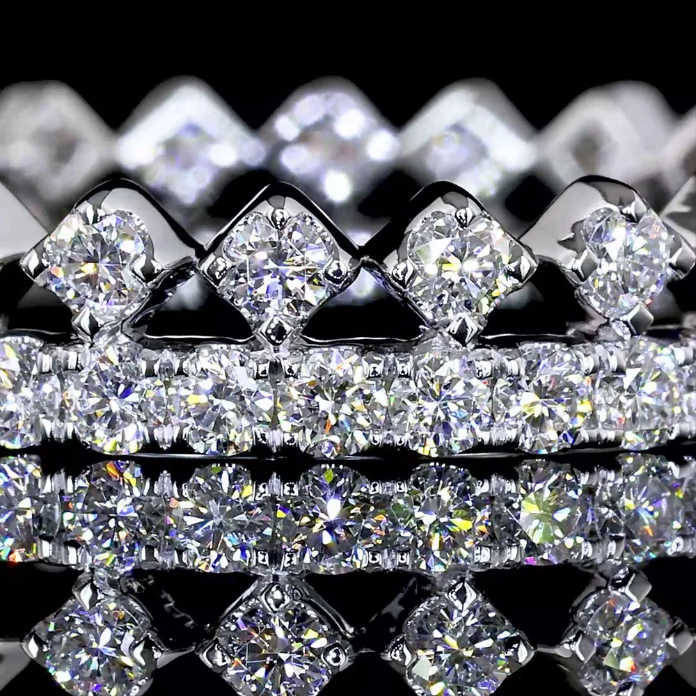 14K White Gold Dual Row Eternity Band with Round Brilliant Cut Lab Diamonds - 0.94 Carat Total Diamond Weight - Covaloro Fine Jewelry - Image 2