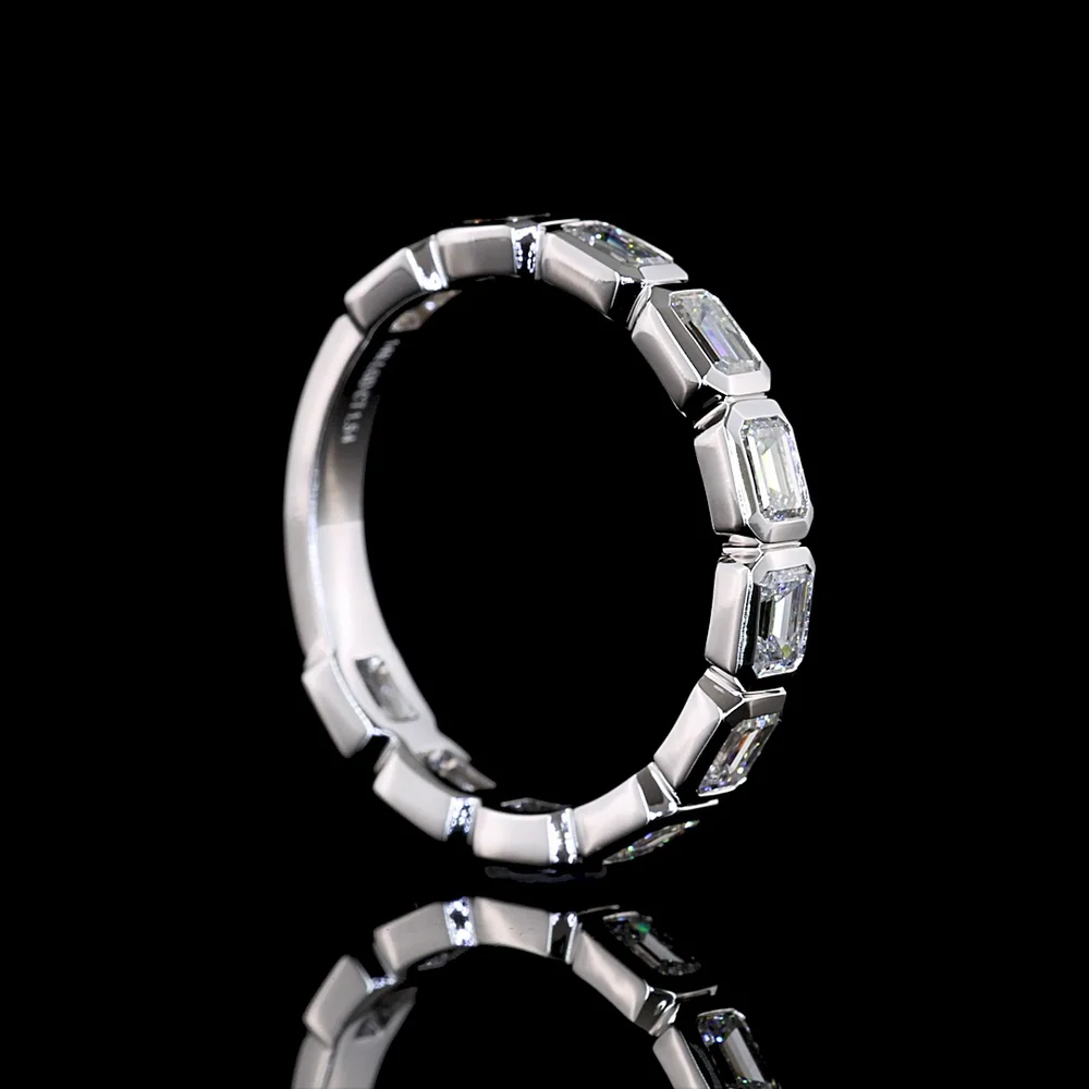 14K White Gold East-West 3/4 Eternity Band with Bezel Set Emerald Cut Lab Diamonds - 1.54 Carat Total Weight - Covaloro Fine Jewelry - Image 3