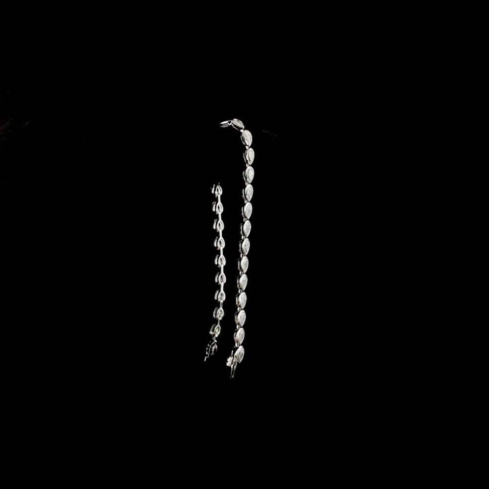 14K White Gold East-West Bezel Set Pear Shape Lab Diamond Tennis Bracelet - 4.64 Carat Total Weight - Covaloro Fine Jewelry - Image 3