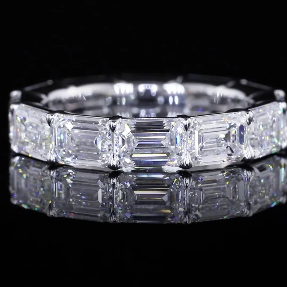 14K White Gold East-West Emerald Cut Lab Diamond Eternity Band - 24 Stones, 10.58 Total Carat Weight, E-F VS1 Clarity - Covaloro Fine Jewelry - Image 3