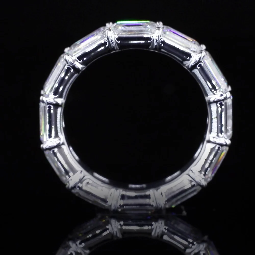 14K White Gold East-West Emerald Cut Lab Diamond Eternity Band - 24 Stones, 10.58 Total Carat Weight, E-F VS1 Clarity - Covaloro Fine Jewelry - Image 4