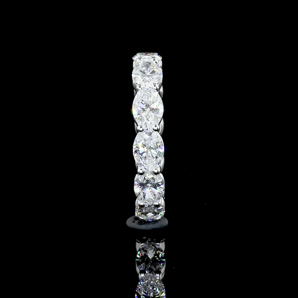 14K White Gold East-West Eternity Band with 12 Oval Cut CVD Lab Diamonds - 3.65 Carat Total Weight, E-F Color VS1 Clarity - Covaloro Fine Jewelry - Image 2