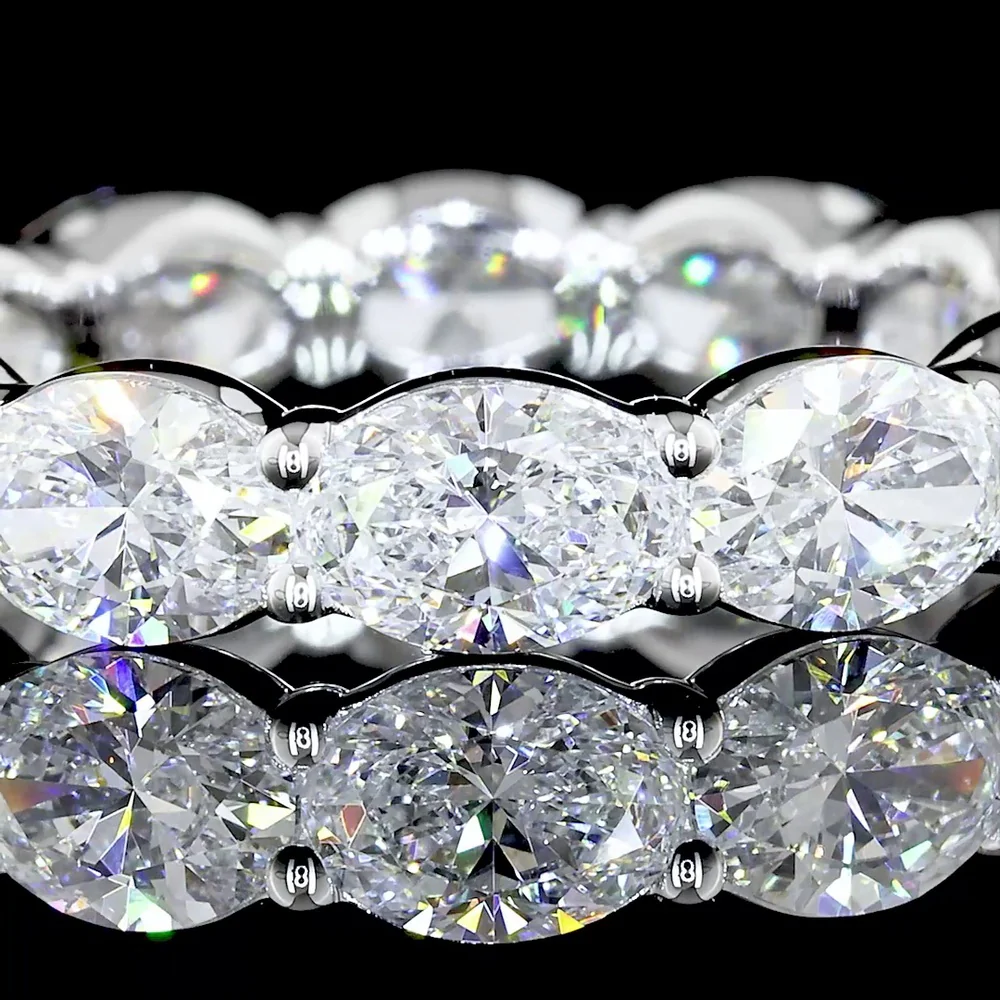 14K White Gold East-West Eternity Band with 12 Oval Cut CVD Lab Diamonds - 3.65 Carat Total Weight, E-F Color VS1 Clarity - Covaloro Fine Jewelry - Image 3