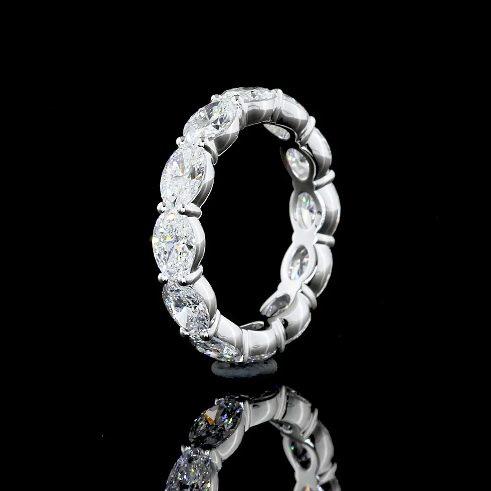 14K White Gold East-West Eternity Band with 12 Oval Cut CVD Lab Diamonds - 3.65 Carat Total Weight, E-F Color VS1 Clarity - Covaloro Fine Jewelry - Image 4
