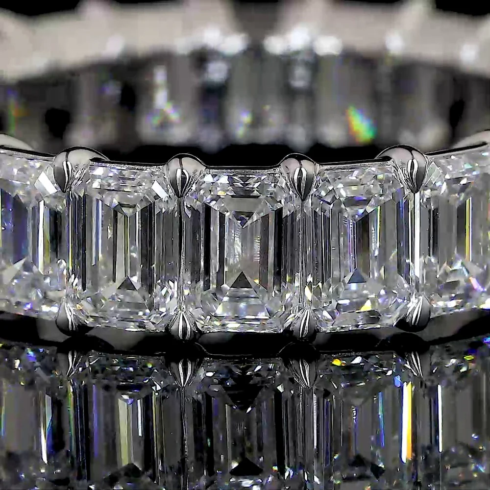 14K White Gold East-West Eternity Band with 13 Emerald Cut Lab Diamonds - 5.41 Total Carat Weight, E-F Color, VS2 Clarity - Covaloro Fine Jewelry - Image 3
