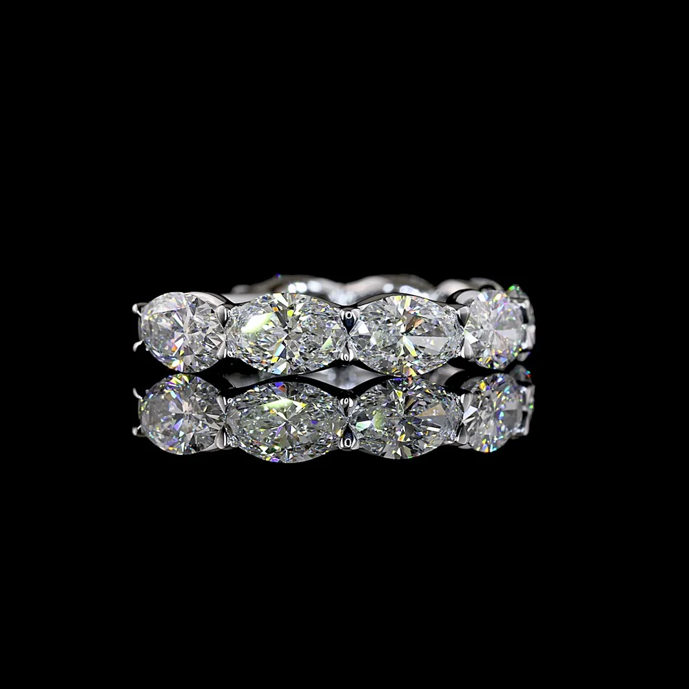 14K White Gold East-West Eternity Band with 8 Oval Cut Lab-Grown Diamonds E-F VS1 - 3.14 Carat Total Weight - Covaloro Fine Jewelry