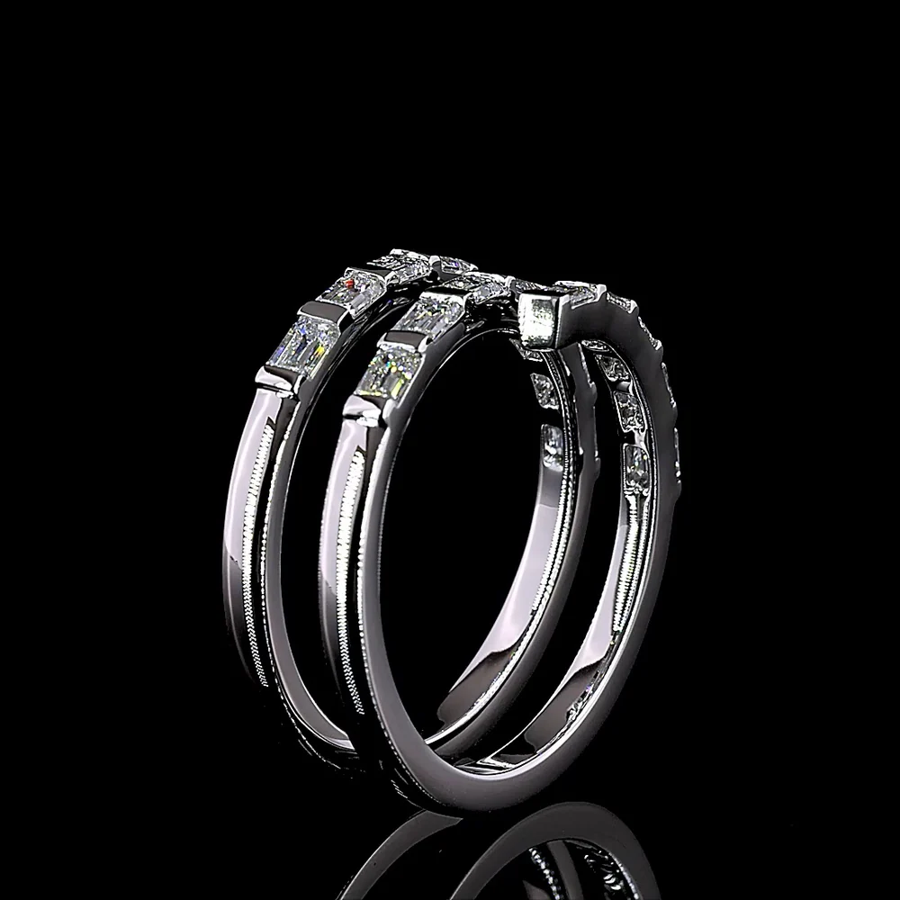 14K White Gold East-West Eternity Band with Half Bezel Set Emerald Cut Lab Diamonds - 1.07 Carats Total Diamond Weight - Covaloro Fine Jewelry - Image 4