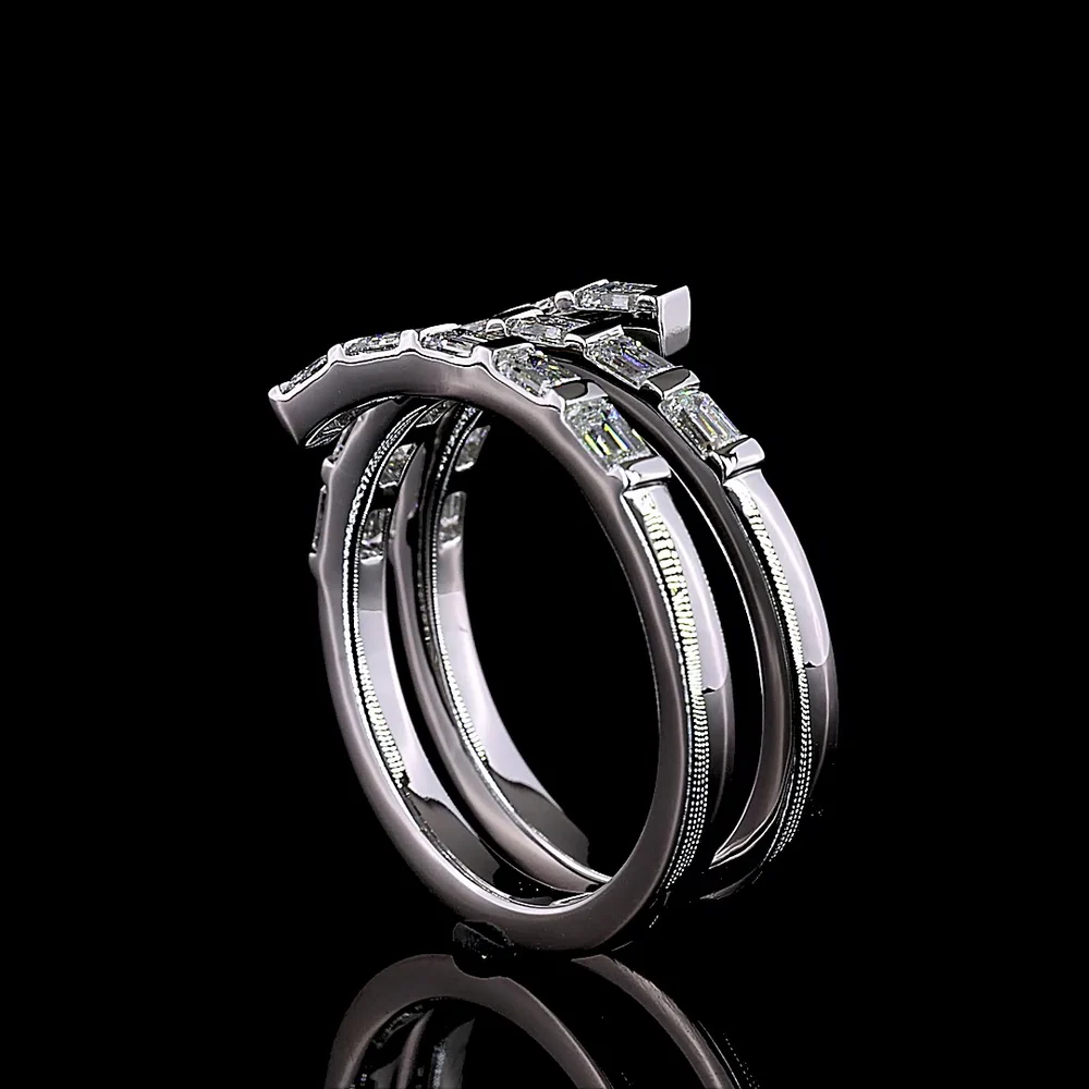 14K White Gold East-West Eternity Band with Half-Bezel Set Emerald Cut Lab Diamonds - 1.14 Carats Total Diamond Weight - Covaloro Fine Jewelry - Image 3