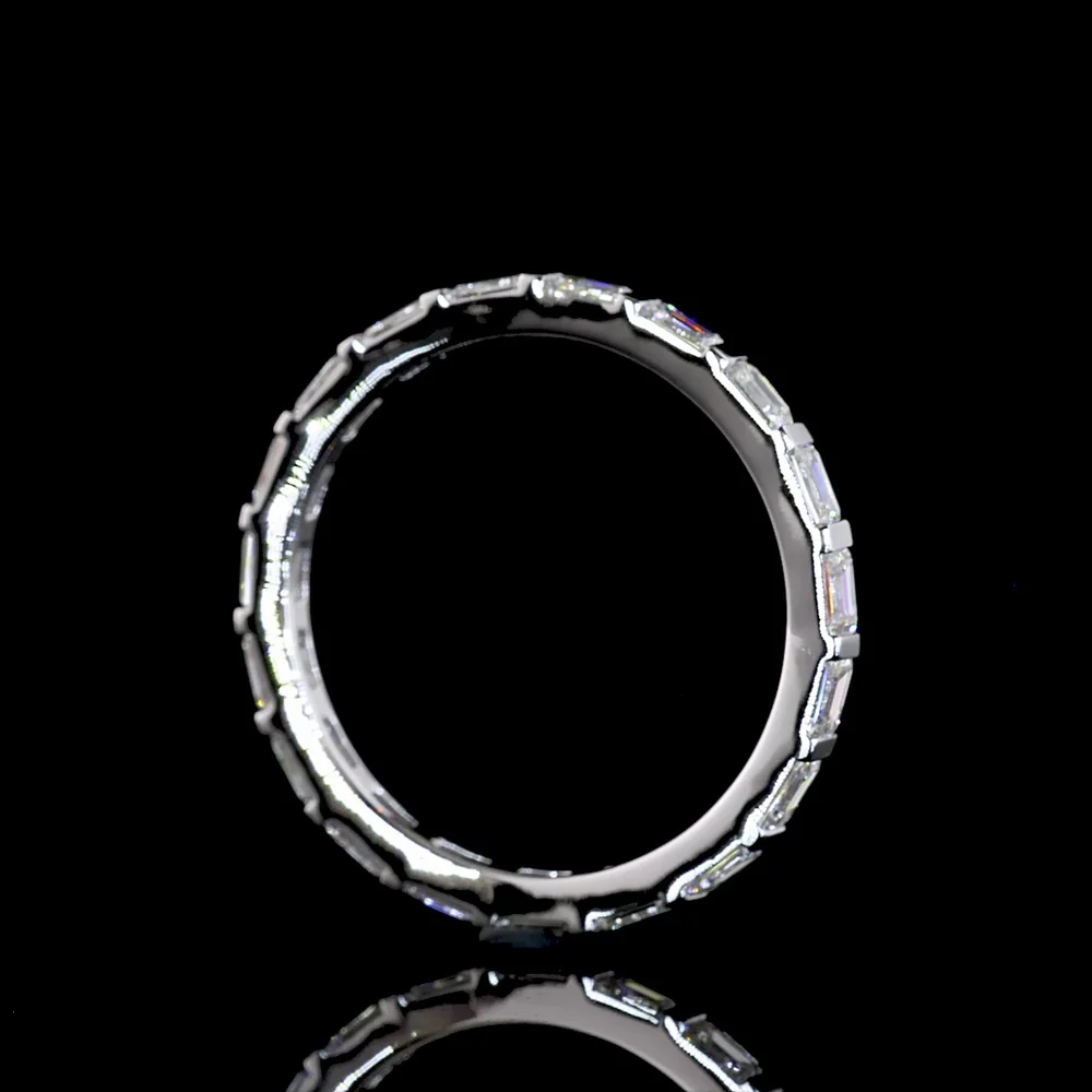 14K White Gold East-West Eternity Band with Half Bezel Set Emerald Cut Natural Diamonds - 1.18 Carat Total Diamond Weight - Covaloro Fine Jewelry - Image 3