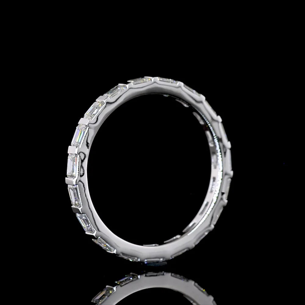 14K White Gold East-West Eternity Band with Half Bezel Set Emerald Cut Natural Diamonds - 1.18 Carat Total Diamond Weight - Covaloro Fine Jewelry - Image 4