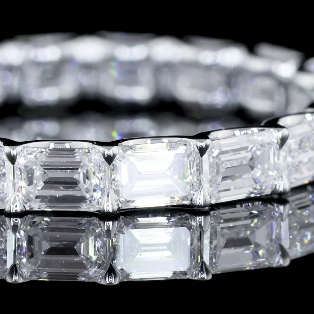 14K White Gold East-West Eternity Band with Prong Set Emerald Cut Lab Diamonds - 2.90 Carat Total Weight - Covaloro Fine Jewelry - Image 2