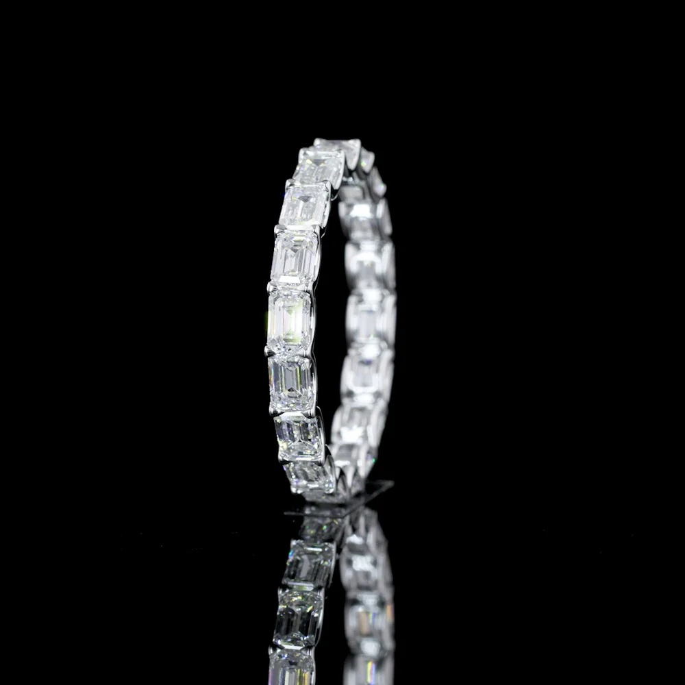 14K White Gold East-West Eternity Band with Prong Set Emerald Cut Lab Diamonds - 2.90 Carat Total Weight - Covaloro Fine Jewelry - Image 3