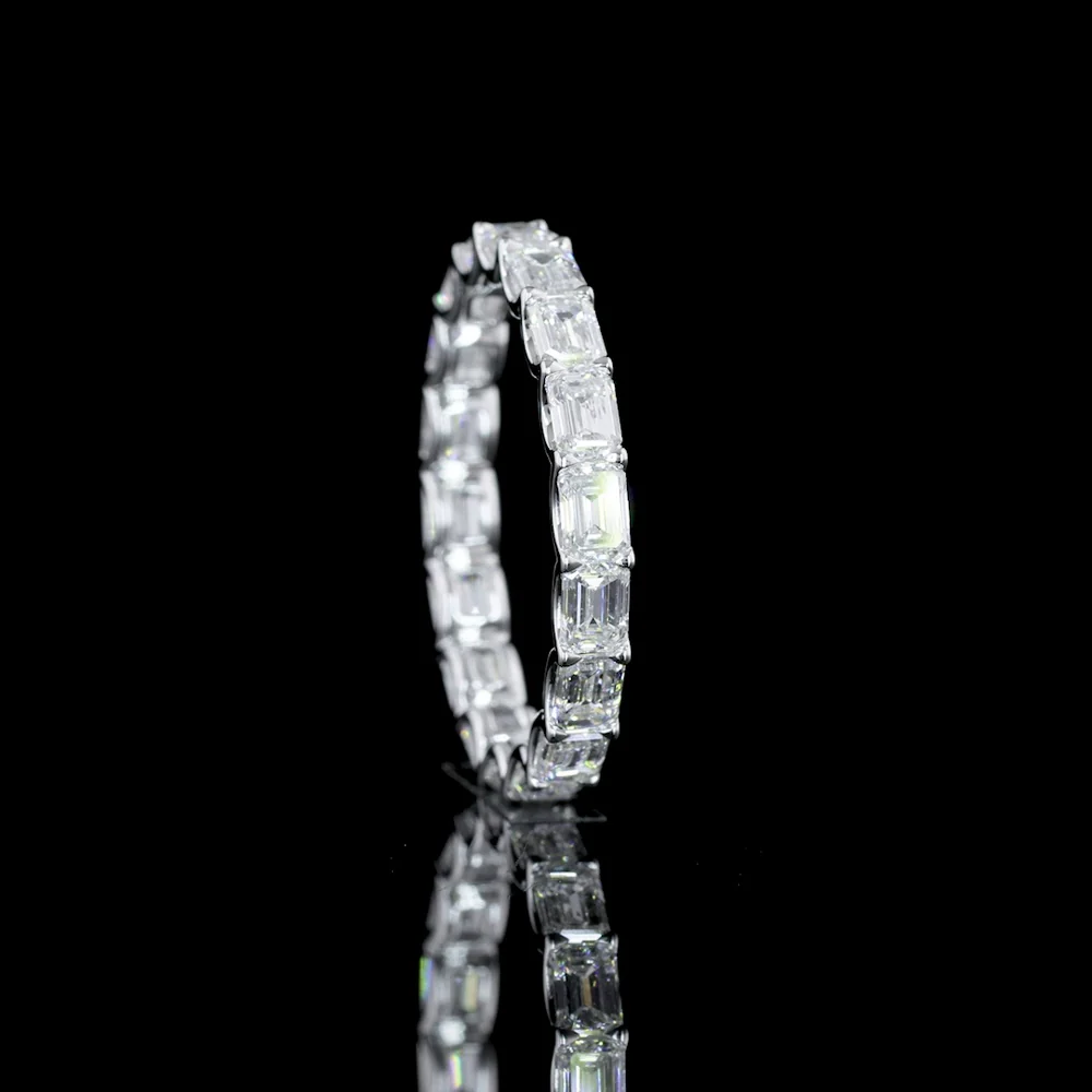 14K White Gold East-West Eternity Band with Prong Set Emerald Cut Lab Diamonds - 2.90 Carat Total Weight - Covaloro Fine Jewelry - Image 4