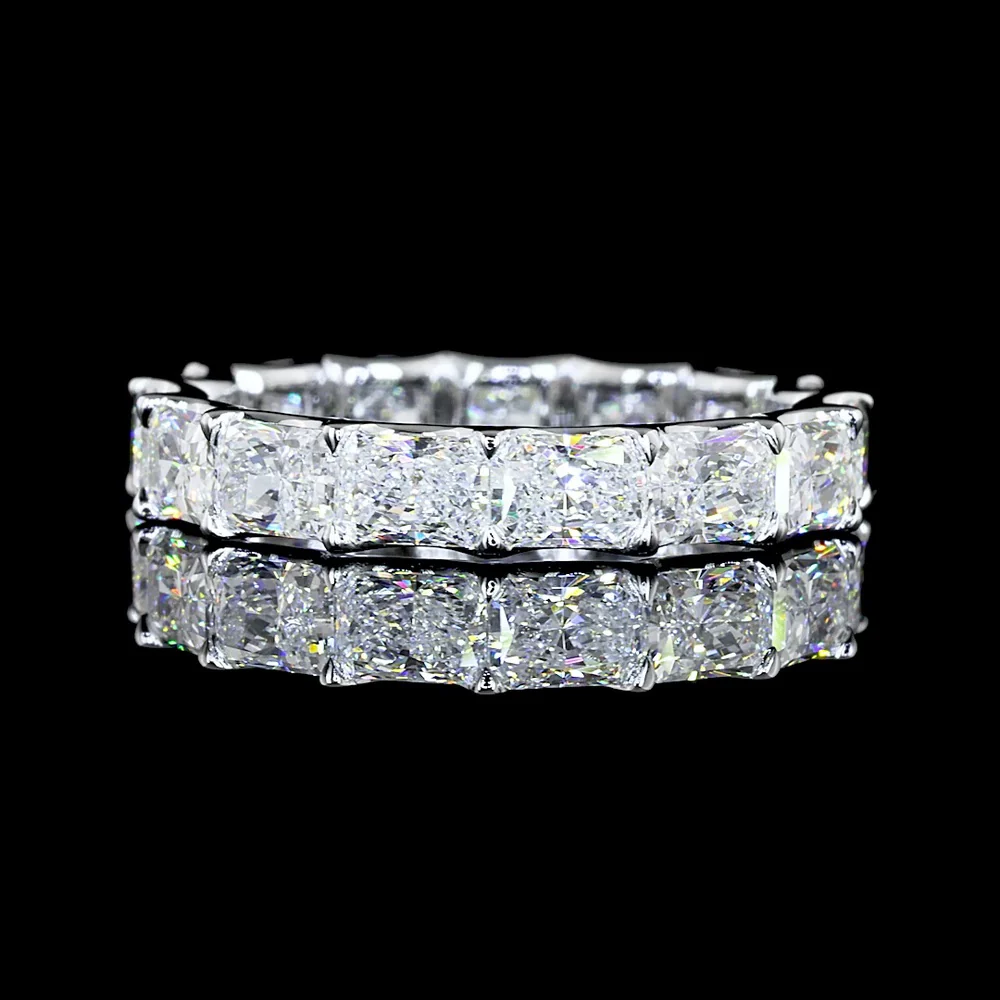 14K White Gold East-West Eternity Band with U-Prong Set Radiant Cut Lab Diamonds - 3.01 Total Carat Weight - Covaloro Fine Jewelry