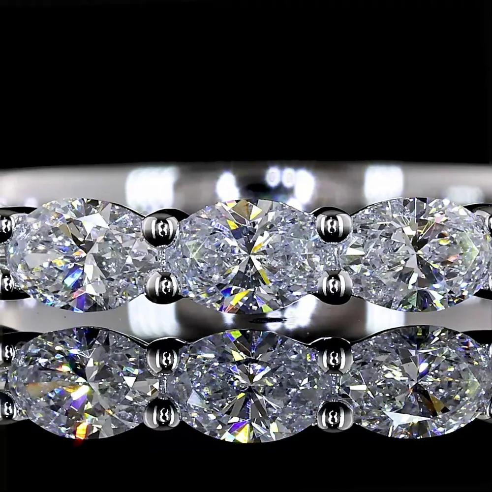 14K White Gold East-West Half Eternity Band with 9 Oval Cut Lab Diamonds - 0.84 Carat Total Weight - Covaloro Fine Jewelry - Image 2