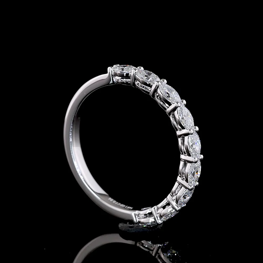 14K White Gold East-West Half Eternity Band with 9 Oval Cut Lab Diamonds - 0.84 Carat Total Weight - Covaloro Fine Jewelry - Image 3