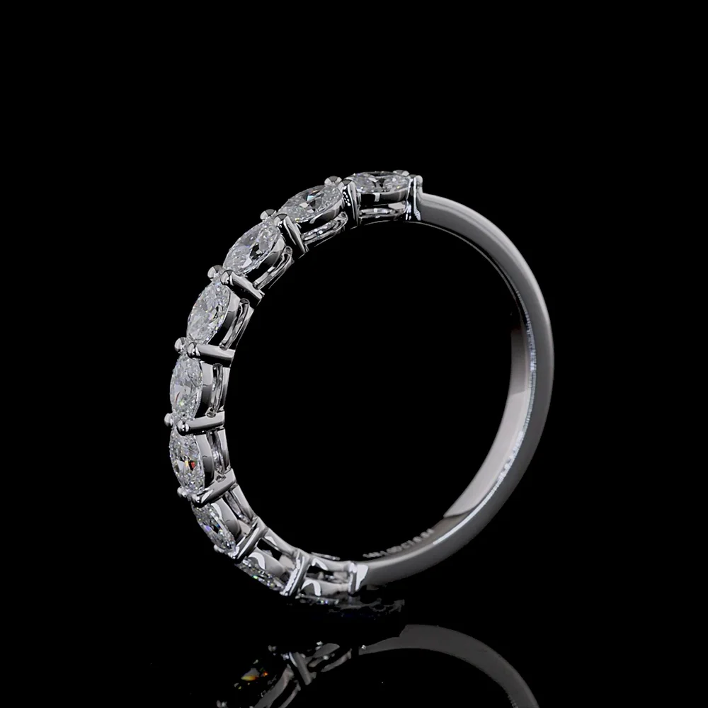 14K White Gold East-West Half Eternity Band with 9 Oval Cut Lab Diamonds - 0.84 Carat Total Weight - Covaloro Fine Jewelry - Image 4
