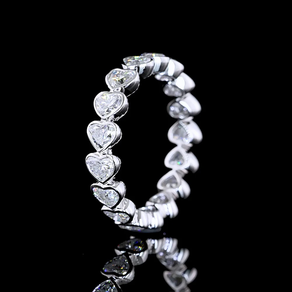 14K White Gold East-West Heart Shape Eternity Band with Bezel Set Lab Diamonds - 2.42 Carats Total Diamond Weight - Covaloro Fine Jewelry - Image 4
