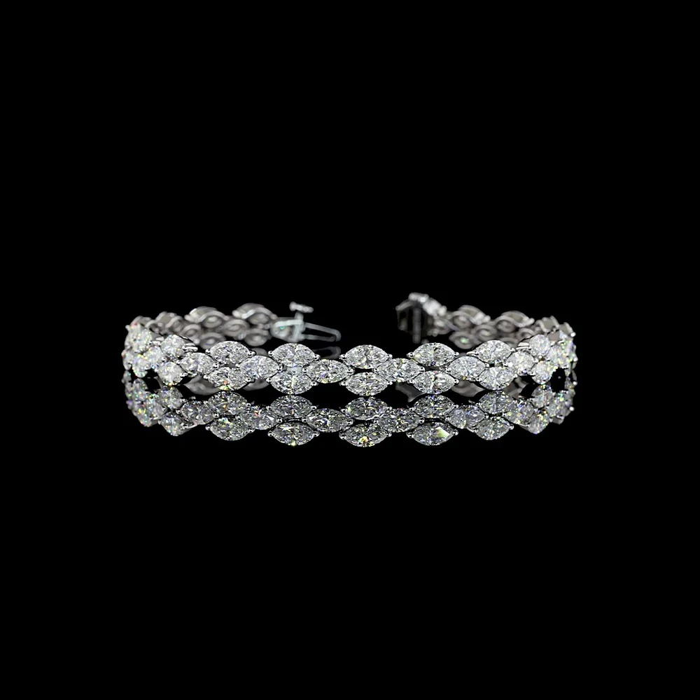 14K White Gold East-West Marquise Cut Tennis Bracelet with 11.45 Carats Lab-Grown Diamonds (E-F Color, VS2 Clarity) - Covaloro Fine Jewelry