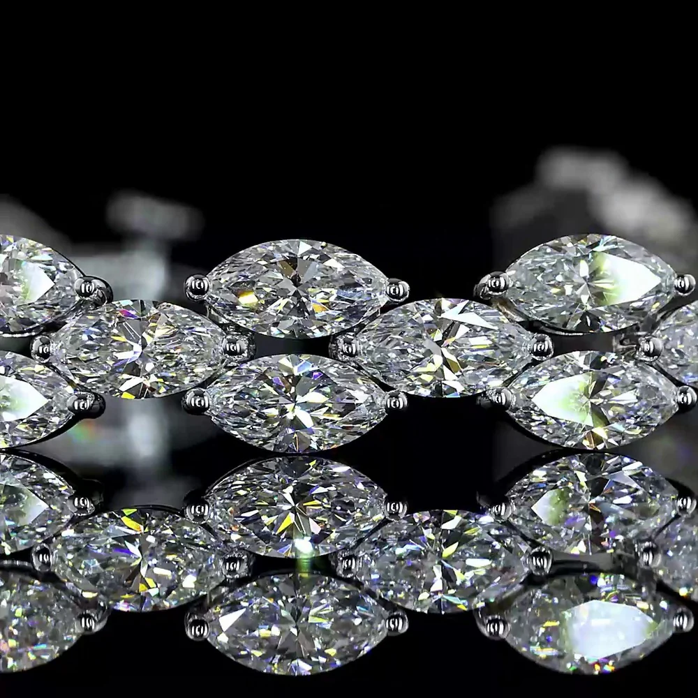 14K White Gold East-West Marquise Cut Tennis Bracelet with 11.45 Carats Lab-Grown Diamonds (E-F Color, VS2 Clarity) - Covaloro Fine Jewelry - Image 2