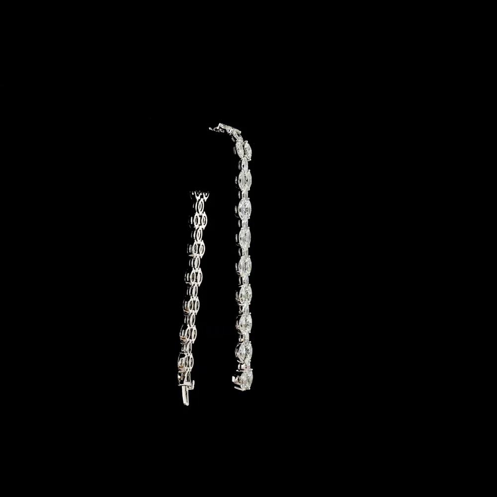 14K White Gold East-West Marquise Cut Tennis Bracelet with 11.45 Carats Lab-Grown Diamonds (E-F Color, VS2 Clarity) - Covaloro Fine Jewelry - Image 3