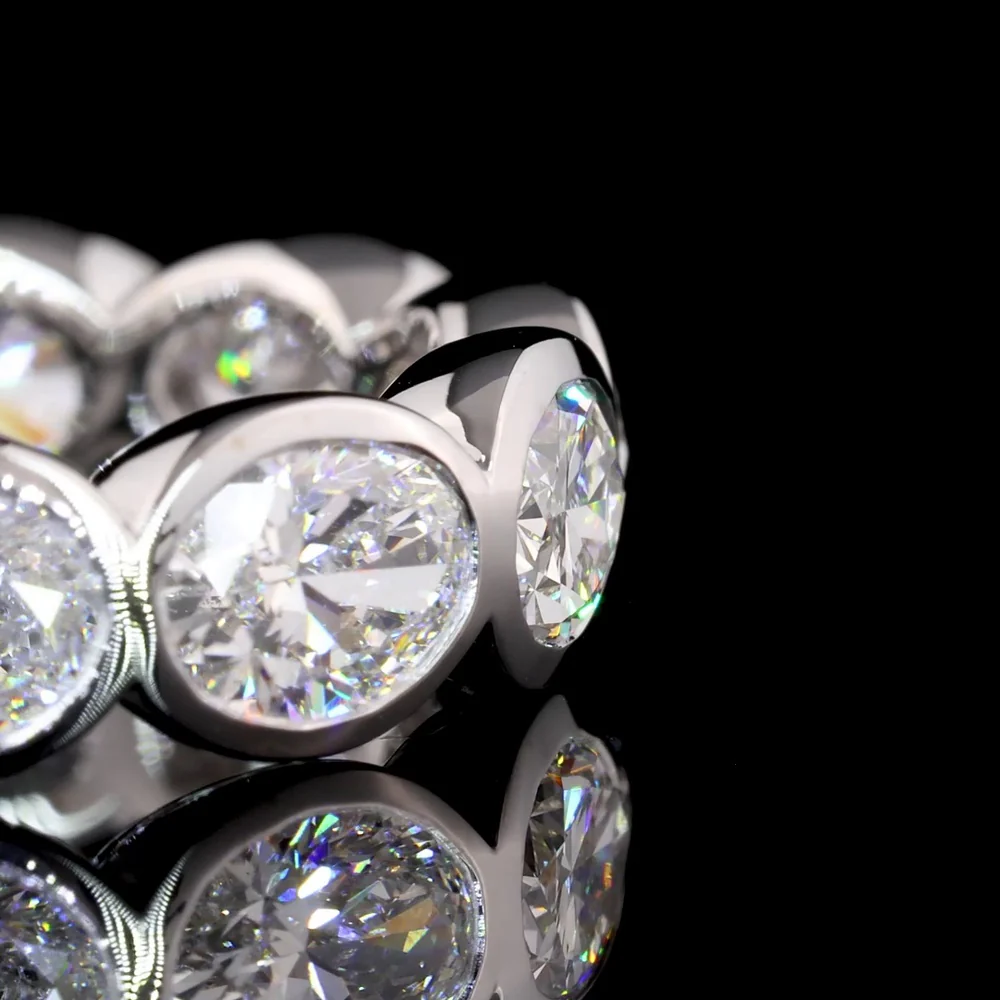14K White Gold East-West Oval Cut Lab Diamond Eternity Band - 11 Bezel Set Stones, 4.02 Carat Total Weight, E-F VS1 Clarity - Covaloro Fine Jewelry - Image 3