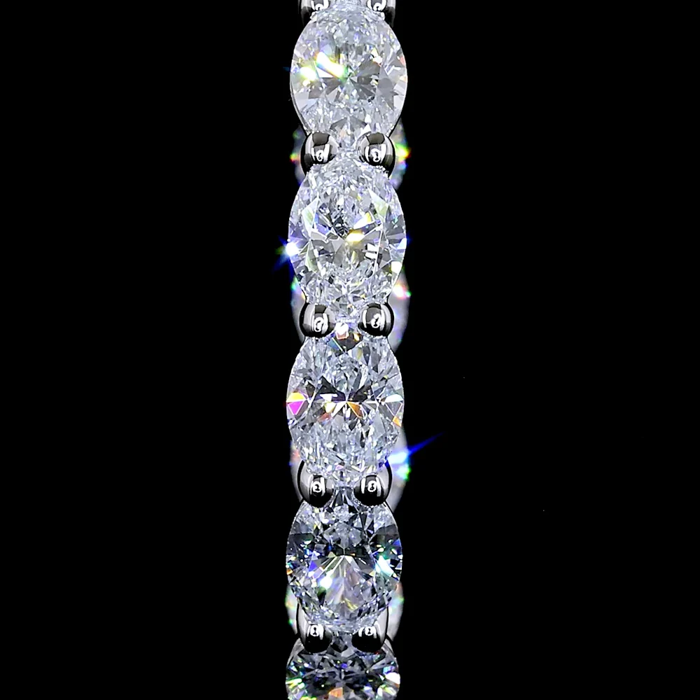 14K White Gold East-West Oval Cut Lab Diamond Hoop Earrings - 2.01 Carat Total Weight, E-F VS Clarity - Covaloro Fine Jewelry - Image 3