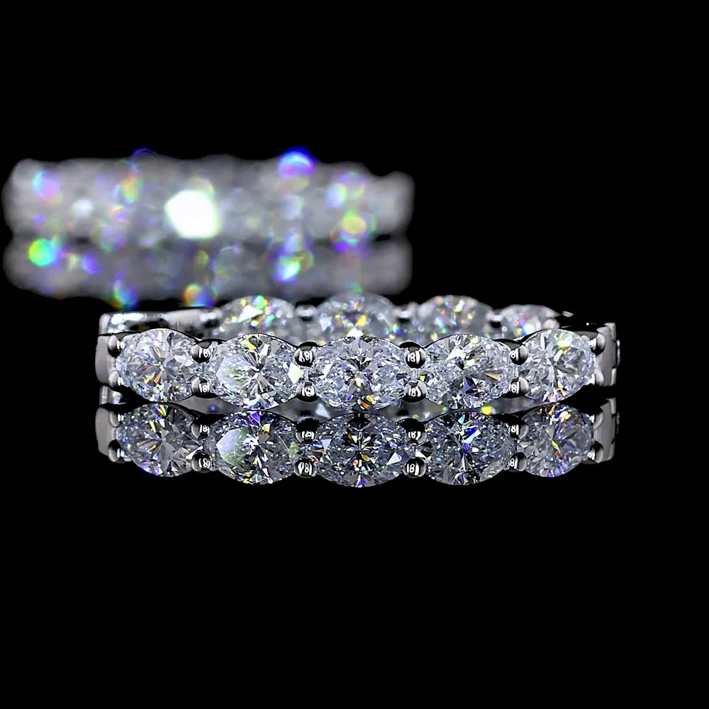 14K White Gold East-West Oval Cut Lab Diamond Hoop Earrings - 2.01 Carat Total Weight, E-F VS Clarity - Covaloro Fine Jewelry - Image 4