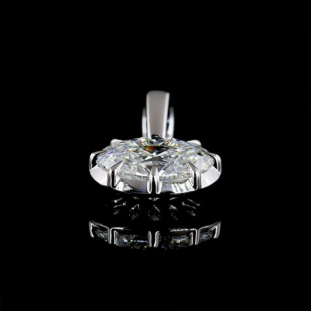 14K White Gold East-West Oval Cut Lab Diamond Solitaire Pendant - 1.00 Carat D VS2 GIA Certified - Covaloro Fine Jewelry