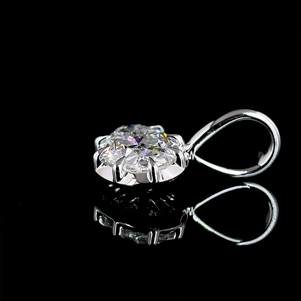 14K White Gold East-West Oval Cut Lab Diamond Solitaire Pendant - 1.00 Carat D VS2 GIA Certified - Covaloro Fine Jewelry - Image 2