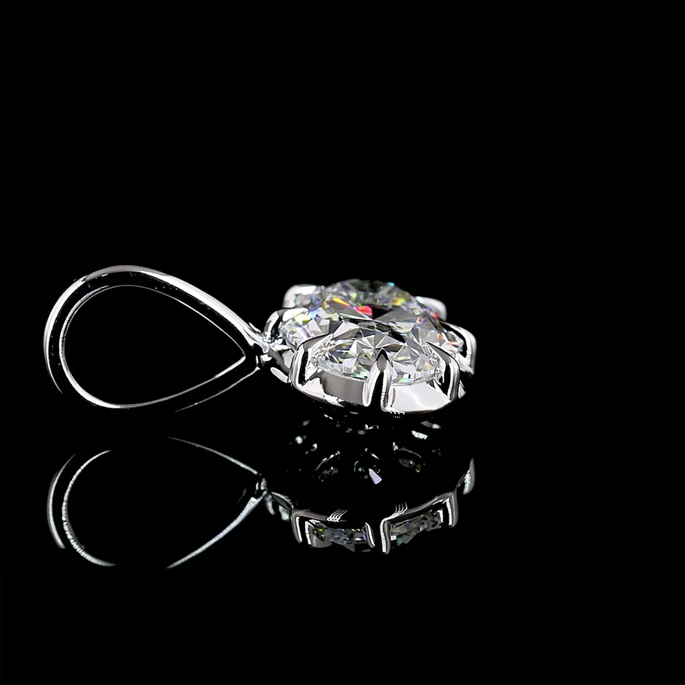 14K White Gold East-West Oval Cut Lab Diamond Solitaire Pendant - 1.00 Carat D VS2 GIA Certified - Covaloro Fine Jewelry - Image 4