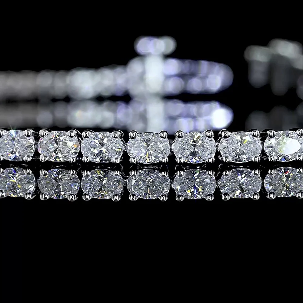 14K White Gold East-West Oval Cut Lab Diamond Tennis Bracelet - 3.01 Carat Total Weight - E-F Color VS Clarity - Covaloro Fine Jewelry - Image 2