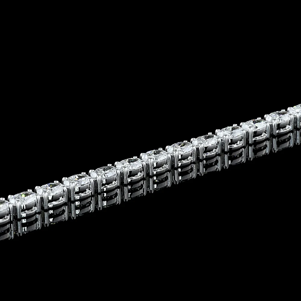 14K White Gold East-West Oval Cut Lab Diamond Tennis Bracelet - 5.18 Carat Total Weight, 43 Stones, E-F VS Quality - Covaloro Fine Jewelry - Image 3