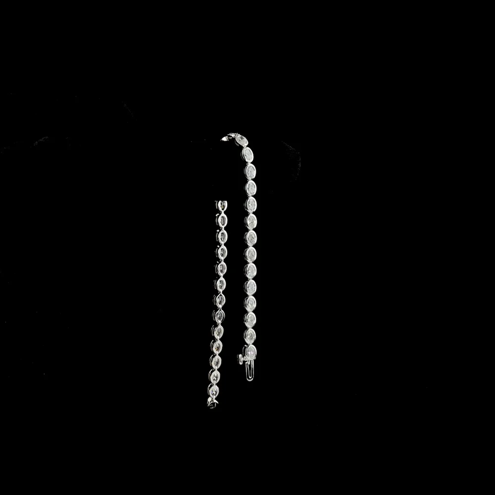 14K White Gold East-West Oval Cut Lab Diamond Tennis Bracelet with Bezel Setting - 4.08 Carat Total Diamond Weight (E-F Color, VS Clarity) - Covaloro Fine Jewelry - Image 3