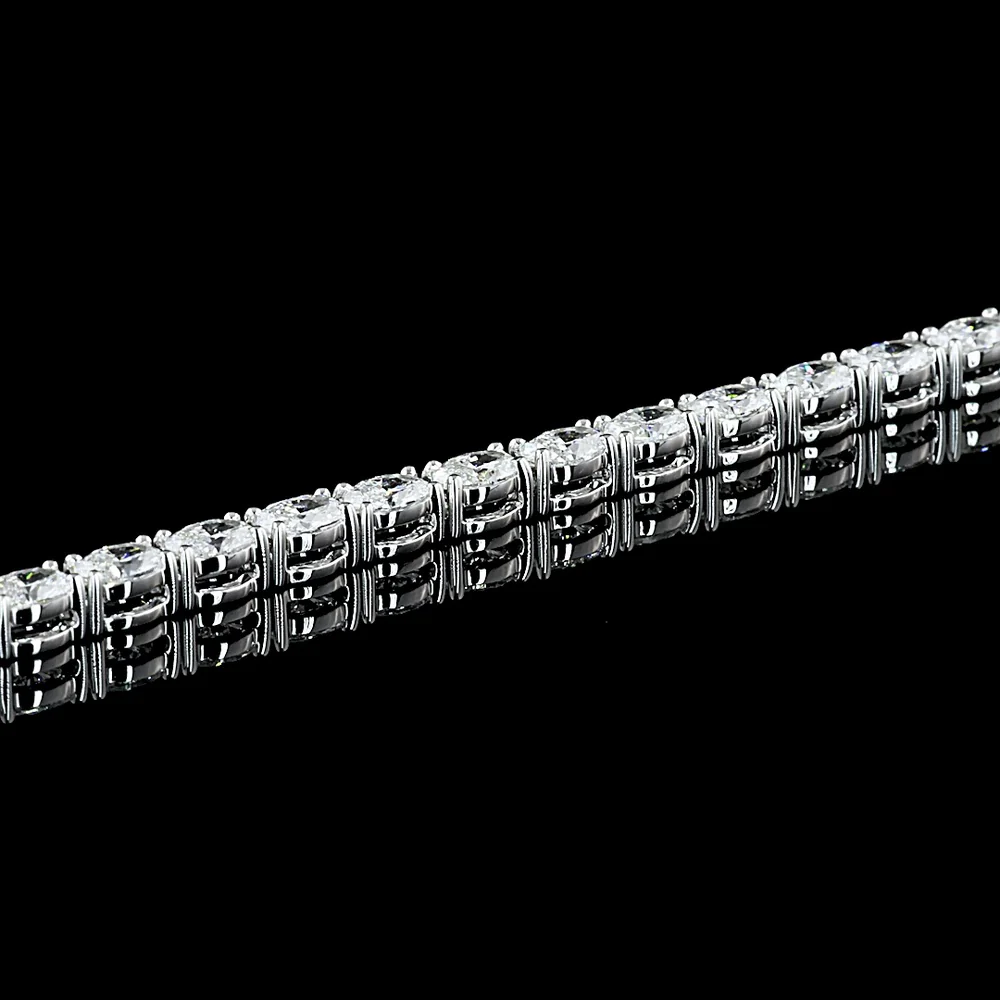 14K White Gold East-West Oval Cut Lab Diamond Tennis Necklace - 9.89 Total Carat Weight, 114 Stones, E-F Color VS1 Clarity - Covaloro Fine Jewelry - Image 4