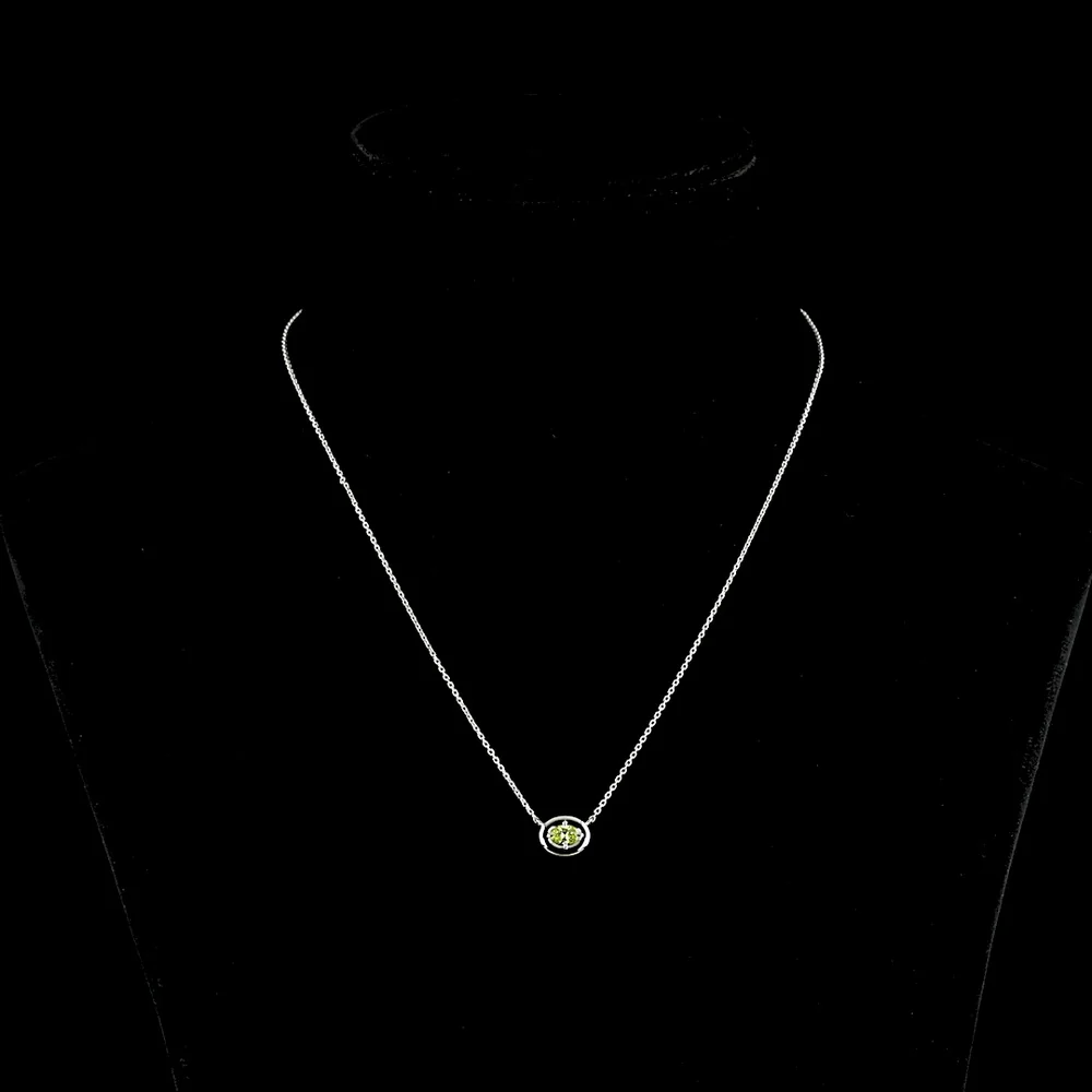 14K White Gold East-West Oval Cut Solitaire Necklace with Bezel-Prong Set Lab Diamond - 0.28 Carats Total Weight - Covaloro Fine Jewelry