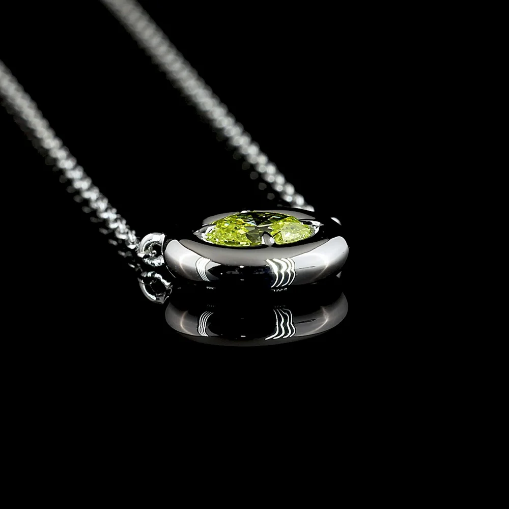14K White Gold East-West Oval Cut Solitaire Necklace with Bezel-Prong Set Lab Diamond - 0.28 Carats Total Weight - Covaloro Fine Jewelry - Image 3