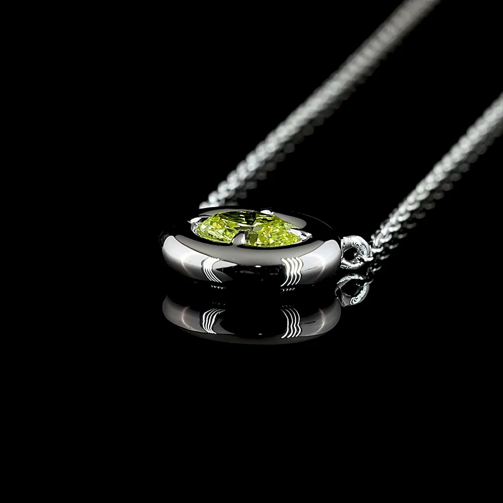 14K White Gold East-West Oval Cut Solitaire Necklace with Bezel-Prong Set Lab Diamond - 0.28 Carats Total Weight - Covaloro Fine Jewelry - Image 4
