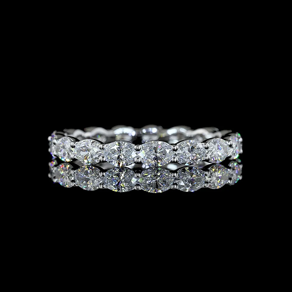 14K White Gold East-West Oval Lab Diamond Eternity Band - 1.51 Carats Total Diamond Weight, 17 Stones E-F VS1 - Covaloro Fine Jewelry