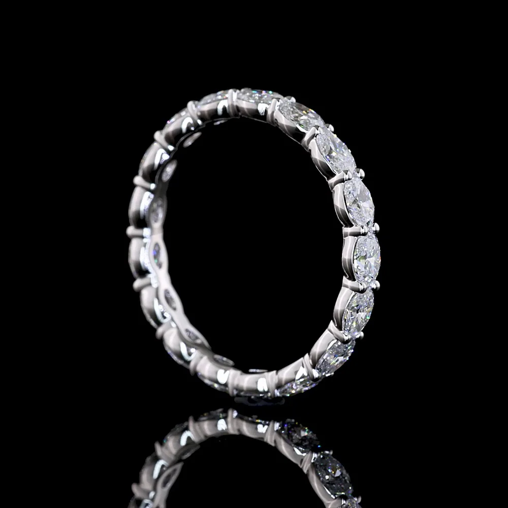 14K White Gold East-West Oval Lab Diamond Eternity Band - 1.51 Carats Total Diamond Weight, 17 Stones E-F VS1 - Covaloro Fine Jewelry - Image 3