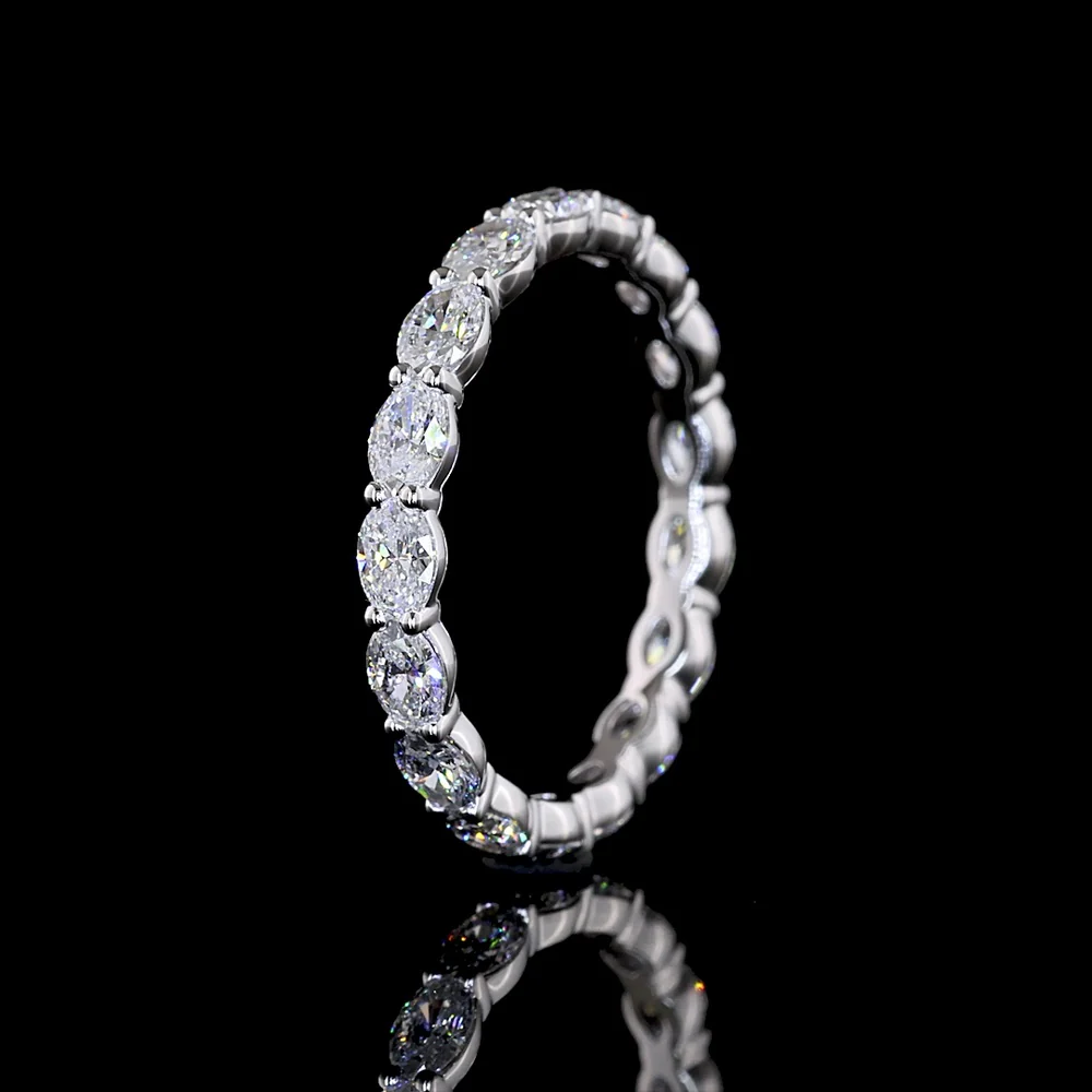 14K White Gold East-West Oval Lab Diamond Eternity Band - 1.51 Carats Total Diamond Weight, 17 Stones E-F VS1 - Covaloro Fine Jewelry - Image 4
