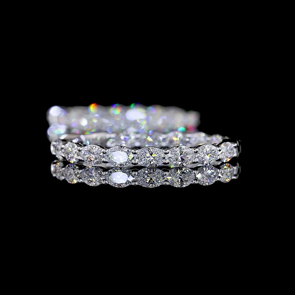 14K White Gold East-West Oval Lab Diamond Hoop Earrings - 2.59 Carat Total Weight - Covaloro Fine Jewelry - Image 4