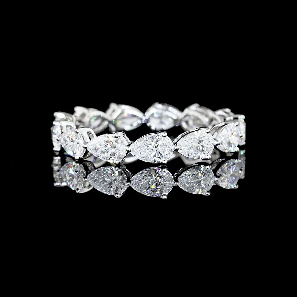 14K White Gold East-West Pear Cut Lab Diamond Eternity Band - 2.05 Carats Total Diamond Weight - Covaloro Fine Jewelry