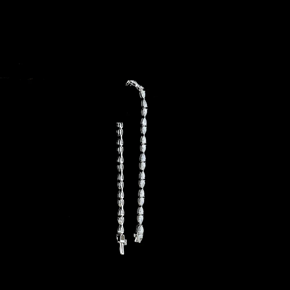14K White Gold East-West Pear Lab Diamond Tennis Bracelet - 4.73 Carat Total Weight, E-F Color VS1 Clarity, 38 Stones - Covaloro Fine Jewelry - Image 3