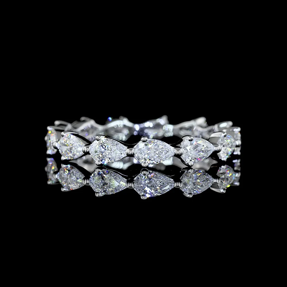 14K White Gold East-West Pear Shape Lab Diamond Eternity Band - 1.44 Carats Total Diamond Weight - Covaloro Fine Jewelry