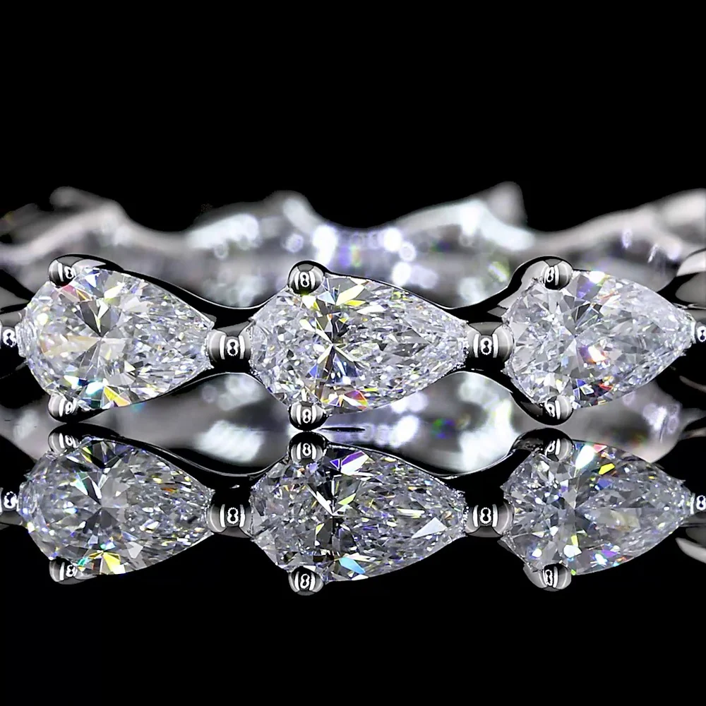 14K White Gold East-West Pear Shape Lab Diamond Eternity Band - 1.44 Carats Total Diamond Weight - Covaloro Fine Jewelry - Image 2