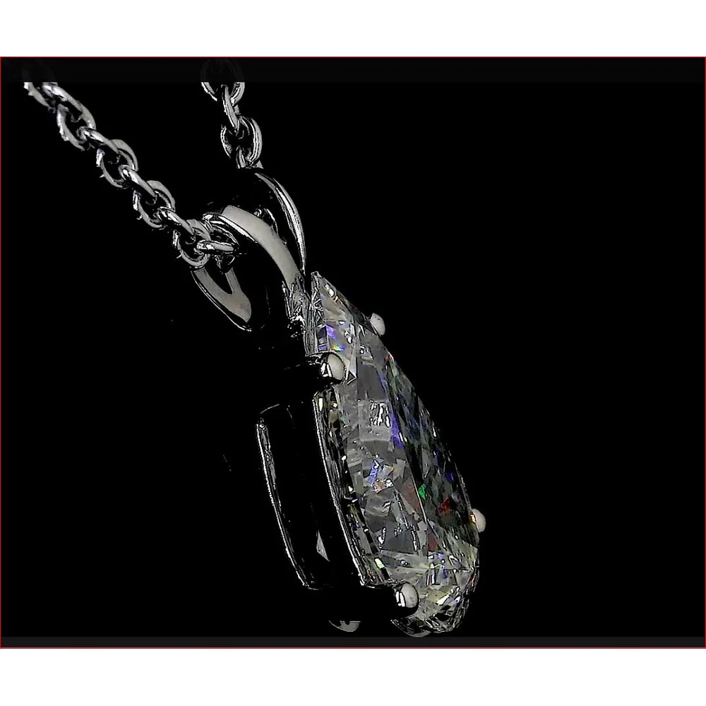 14K White Gold East-West Pear Shape Lab Diamond Pendant with Brilliant Cut Accent Diamonds - 2.35 Carat Total Diamond Weight - Covaloro Fine Jewelry - Image 4