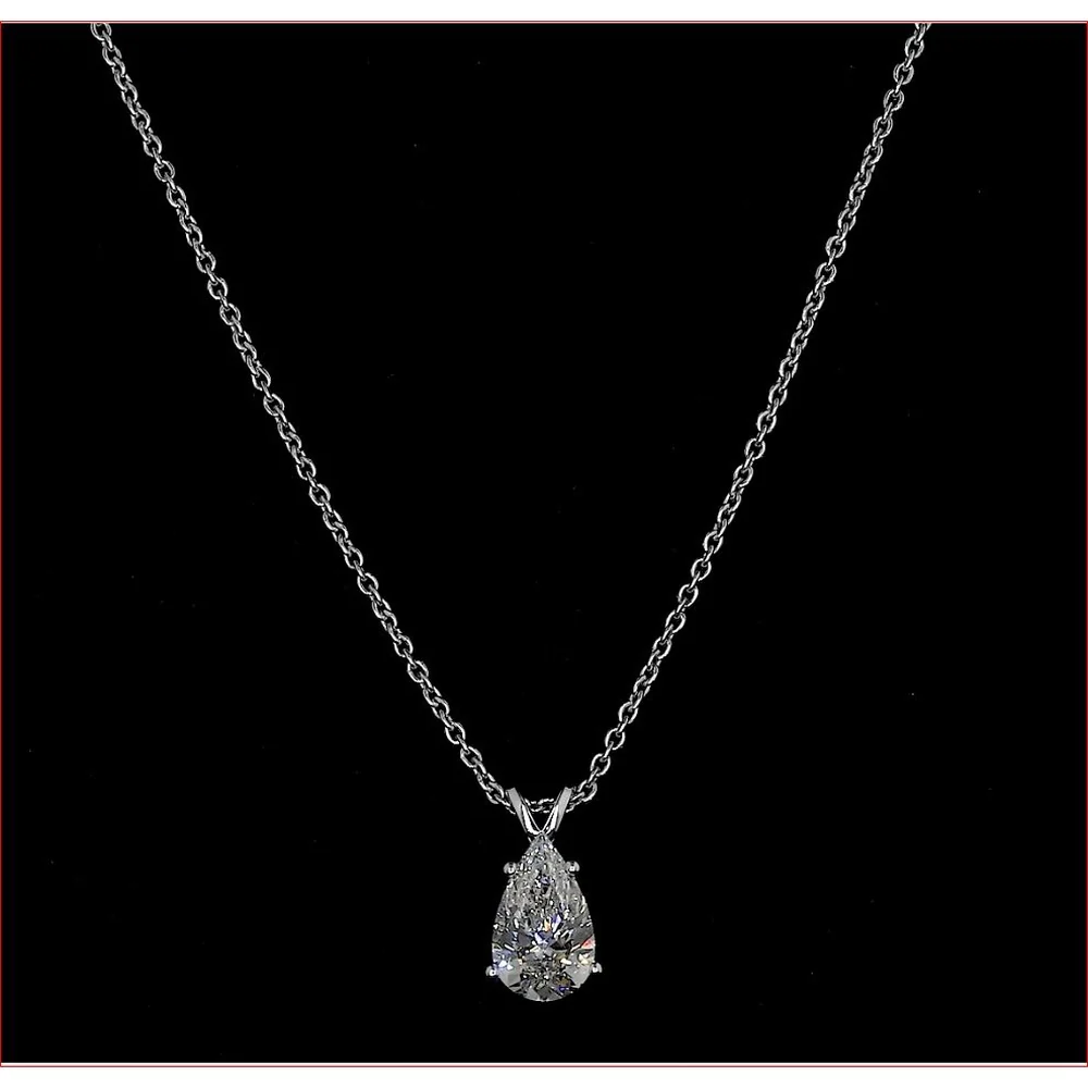 14K White Gold East-West Pear Shape Lab Diamond Pendant with Brilliant Cut Accents - 0.63 Carats Total Diamond Weight - Covaloro Fine Jewelry
