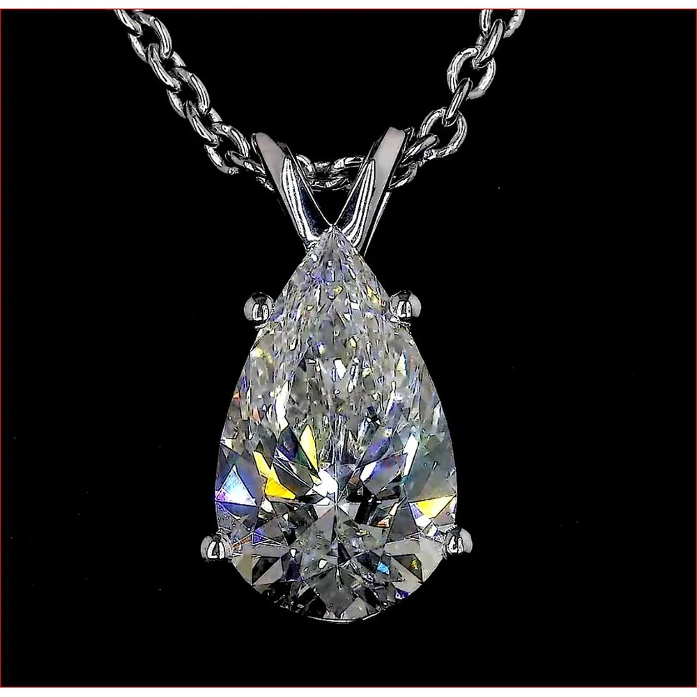 14K White Gold East-West Pear Shape Lab Diamond Pendant with Brilliant Cut Accents - 0.63 Carats Total Diamond Weight - Covaloro Fine Jewelry - Image 2